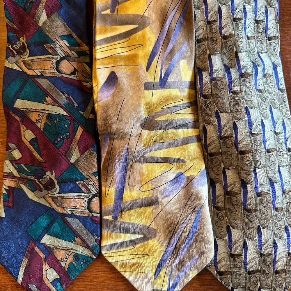Set of three Jerry Garcia silk ties.  See photos for names/collection info.
